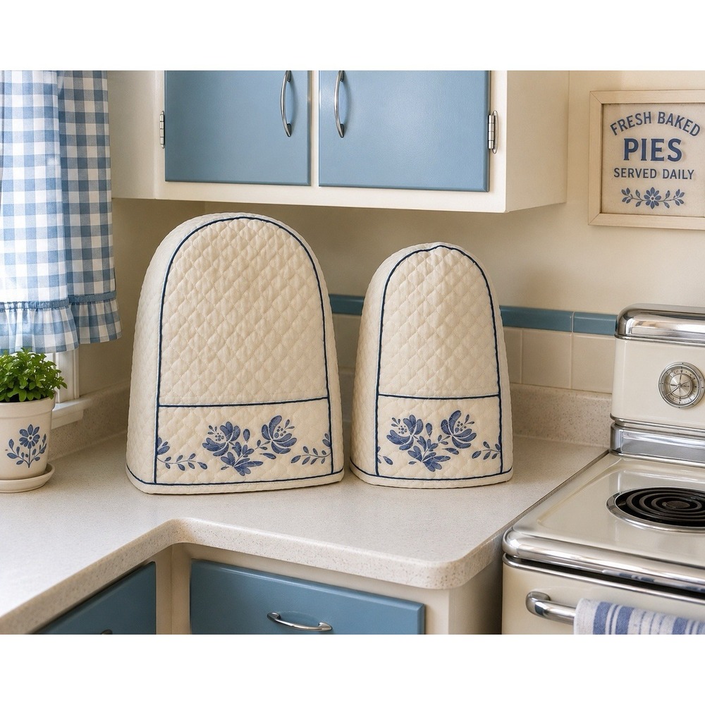 Vintage Pfaltzgraff Yorktowne Quilted Appliance Covers Mixer Blender Cover Pair